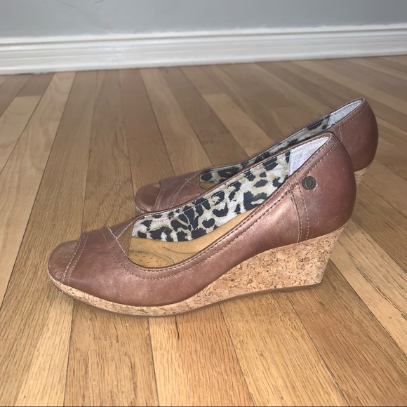 Nurture Peep Toe Metallic Cork Wedges - Picture 10 of 14